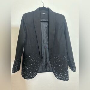 NWOT Chic Black Blazer with Rhinestone Detailing